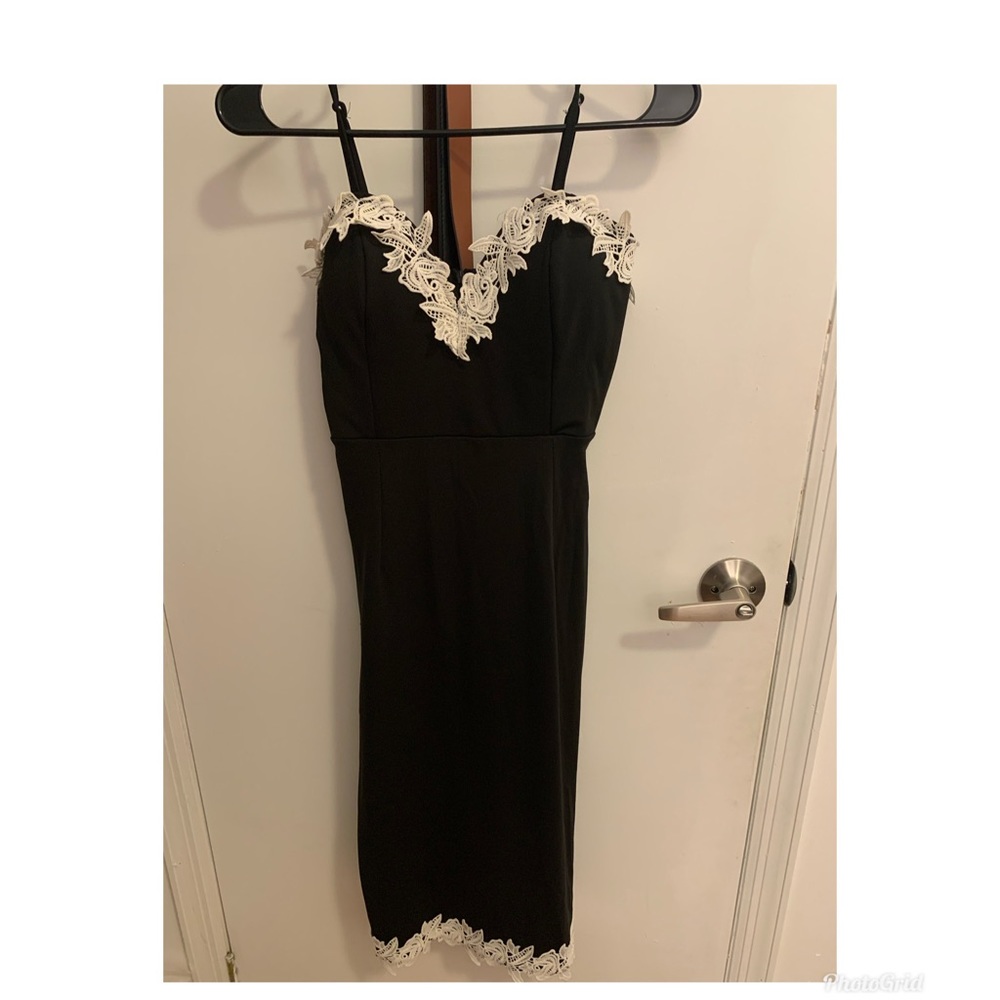 Black with white raffle dress